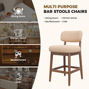 Hawsaiy Counter Height Bar Stools Set of 2/4, Mid Century Modern Boucle Barstools with Solid Wood Frame, Upholstered Kitchen Island Stools with Backrest & Footrest