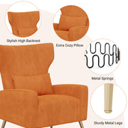 Nalupatio Velvet Fabric Upholstered Reading Comfy Mid Century Modern Armchair with Metal Legs and Spring Support, Accent Chair for Living Room,Beige