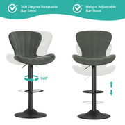 Hawsaiy Adjustable Upholstered Bar Stools Set of 2/4,Modern Counter Height Swivel Bar Chairs with High Backrest, Faux Leather Padded Seat for Kitchen Island