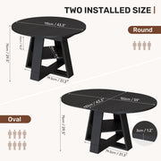 Hawsaiy Extendable Round to Oval Dining Table Set for 4–6, Space-Saving Wooden Table with Hidden Storage, Expandable Dining Table with Upholstered Chairs