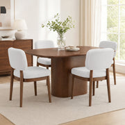 Hawsaiy Wooden Dining Chairs Set of 2/4/6, Boucle Upholstered Dining Room Chairs with Solid Wood Legs, Mid Century Modern Kitchen Chairs, Farmhouse Side Chairs with Back for Dining Room