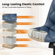 Hawsaiy Armless Office Chair with Rubber Wheels, PU Leather Desk Chair, Mid Back Adjustable Swivel Computer Chair, Small Space Vanity Task Chair