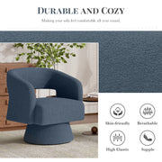 Hawsaiy Swivel Barrel Accent Chair Set of 1/2, Linen Fabric Upholstered Armchair with Wood Frame & Spring Support,Modern Comfy Lounge Sofa Chair with Round Back for Reading Living Room Bedroom