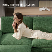 Nalupatio Sectional Sofa with Ottoman, L Shaped Modular Couch Set for Living Room, Comfy Cloud Sleeper Couch, Upholstered Furniture Chenille Sofa Khaki