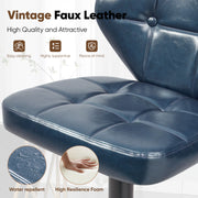 Nalupatio Bar Stools,PU Leather Adjustable Swivel Barstools Kitchen Counter Height Bar Stools, Hydraulic for Kitchen Counter Height, Square Island Backed Bar Stools,Black,Set of 2