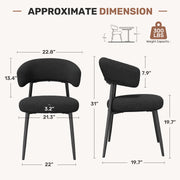 Hawsaiy Dining Chairs Set of 2/4/6, Mid Century Modern Boucle Upholstered Dining Chairs with Curved Backrest, Kitchen Dining Room Chairs with Black Metal Legs