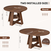 Hawsaiy Extendable Round to Oval Dining Table Set for 4–6, Space-Saving Wooden Table with Hidden Storage, Expandable Dining Table with Upholstered Chairs