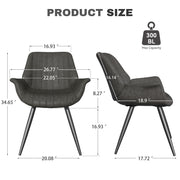 Hawsaiy Mid Century Modern Faux Leather Dining Chair Set of 2/4 with Upholstered Seat and Metal Legs