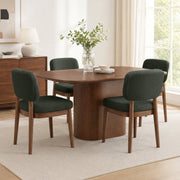 Hawsaiy Wooden Dining Chairs Set of 2/4/6, Boucle Upholstered Dining Room Chairs with Solid Wood Legs, Mid Century Modern Kitchen Chairs, Farmhouse Side Chairs with Back for Dining Room