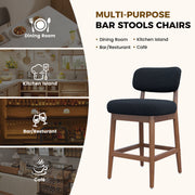 Hawsaiy Counter Height Bar Stools Set of 2/4, Mid Century Modern Boucle Barstools with Solid Wood Frame, Upholstered Kitchen Island Stools with Backrest & Footrest