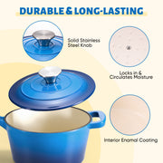 Hawsaiy 2 QT Cast Iron Sauce Pan with Lid, Enameled Cast Iron Saucepan with Solid Stainless Steel Knob, Even Heating & Self-Basting, Oven Safe up to 500℉, Compatible with All Stovetops