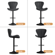 Nalupatio Modern Bar Stools Set of 2 Faux Leather Upholstered Swivel Barstools,Black