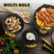 Hawsaiy 3 pcs Cast Iron Skillet Set, Pre-Seasoned Frying Pans with Single Handle, 6