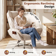 Hawsaiy Big and Tall Office Chair, Flip Armrests with Side Pockets, Comfy Criss Cross Office Chair with Extra-Wide Plush Seat, 150° Reclining Executive Office Chair, Chenille Upholstery