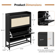 Hawsaiy Slim Entryway Shoe Storage Cabinet with 2/3 Flip Drawers, Narrow Freestanding Shoe Organizer Holds 16–20 Pairs, Space-Saving Wooden Shoe Rack for Hallway, Foyer