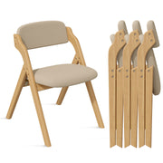 HawsaiyFolding Chairs with Cushion,Wooden Stackable Dining Chairs Set of 2 with Padded Seats,Removable Cushion Cover Comfortable Backrest Lounge Chair for Kitchen Home Office Picnic