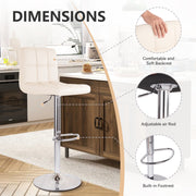 Hawsaiy Bar Stools Set of 2 Modern PU Leather Kitchen Counter Height Adjustable Swivel Barstool with Back