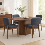 Hawsaiy Wooden Dining Chairs Set of 2/4/6, Boucle Upholstered Dining Room Chairs with Solid Wood Legs, Mid Century Modern Kitchen Chairs, Farmhouse Side Chairs with Back for Dining Room