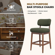 Hawsaiy Counter Height Bar Stools Set of 2/4, Mid Century Modern Boucle Barstools with Solid Wood Frame, Upholstered Kitchen Island Stools with Backrest & Footrest