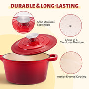 Hawsaiy 2 QT Cast Iron Sauce Pan with Lid, Enameled Cast Iron Saucepan with Solid Stainless Steel Knob, Even Heating & Self-Basting, Oven Safe up to 500℉, Compatible with All Stovetops