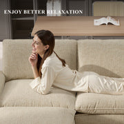 Nalupatio Sectional Sofa with Ottoman, L Shaped Modular Couch Set for Living Room, Comfy Cloud Sleeper Couch, Upholstered Furniture Chenille Sofa Khaki