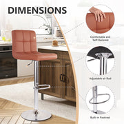 Hawsaiy Bar Stools Set of 2 Modern PU Leather Kitchen Counter Height Adjustable Swivel Barstool with Back