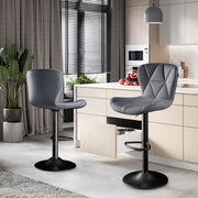 Nalupatio Modern Bar Stools Set of 2, Adjustable Faux Leather Upholstered Swivel Bar Stools, Counter Height Bar Chairs with Back for Kitchen Island, Black