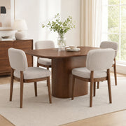 Hawsaiy Wooden Dining Chairs Set of 2/4/6, Boucle Upholstered Dining Room Chairs with Solid Wood Legs, Mid Century Modern Kitchen Chairs, Farmhouse Side Chairs with Back for Dining Room