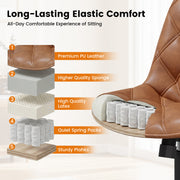 Hawsaiy Armless Office Chair with Rubber Wheels, PU Leather Desk Chair, Mid Back Adjustable Swivel Computer Chair, Small Space Vanity Task Chair