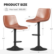 Hawsaiy Modern Swivel Bar Stools Set of 2/4, Adjustable Faux Leather Counter Height Chairs with Back for Kitchen Island