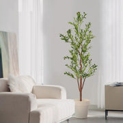 Nalupatio Artificial Olive Tree with Natural Wood Trunk, Realistic Leaves & Fruits for Modern Home Office Living Room Decor