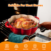 Hawsaiy 4.5 QT Pumpkin Shaped Cast Iron Dutch Oven, 360° Uniform Heating, Enameled Cast Iron Pot with Lid, Suitable for Most Stoves, Festive Cookware
