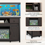 Hawsaiy  Fish Tank Stand with Power Outlet, Fits Up to 100 Gallon Aquarium, 800 lbs Capacity, Sliding Barn Doors, Adjustable Shelves, Storage for Fish Supplies, ETL Certified, Brown