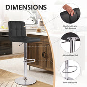 Hawsaiy Bar Stools Set of 2 Modern PU Leather Kitchen Counter Height Adjustable Swivel Barstool with Back