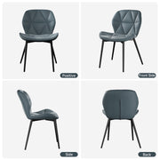 Nalupatio Modern Dining Chairs Set of 2, PU Leather Dining Room Chairs with Waterproof Surface and Metal Legs for Kitchen Restaurant and Living Room, Dark Blue