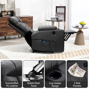 Hawsaiy PU Leather Power Lift Recliner with Massage and Heat for Elderly, Comfy Ergonomic Lounge Sofa Chair with Remote Control, 2 Cup Holders and Side Pockets