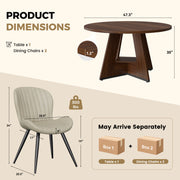 Hawsaiy 5 Piece Round Dining Table Set for 4, 47.3