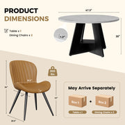 Hawsaiy 5 Piece Round Dining Table Set for 4, 47.3