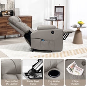 Hawsaiy PU Leather Power Lift Recliner with Massage and Heat for Elderly, Comfy Ergonomic Lounge Sofa Chair with Remote Control, 2 Cup Holders and Side Pockets