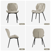 Nalupatio Modern Dining Chairs Set of 2, PU Leather Dining Room Chairs with Waterproof Surface and Metal Legs for Kitchen Restaurant and Living Room, Dark Blue