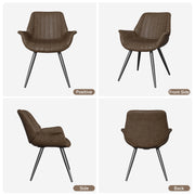 Hawsaiy Mid Century Modern Faux Leather Dining Chair Set of 2/4 with Upholstered Seat and Metal Legs