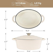 Kerilyn 4.5 QT Enameled Oval Dutch Oven Pot with Lid and Dual Handles, Cast Iron Dutch Oven for Cooking, Bread Baking, Non-stick Enamel Coated Cookware