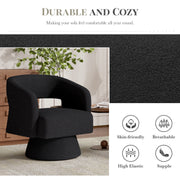 Hawsaiy Swivel Barrel Accent Chair Set of 1/2, Linen Fabric Upholstered Armchair with Wood Frame & Spring Support,Modern Comfy Lounge Sofa Chair with Round Back for Reading Living Room Bedroom