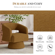 Hawsaiy Swivel Barrel Accent Chair Set of 1/2, Linen Fabric Upholstered Armchair with Wood Frame & Spring Support,Modern Comfy Lounge Sofa Chair with Round Back for Reading Living Room Bedroom