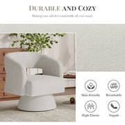 Hawsaiy Swivel Barrel Accent Chair Set of 1/2, Linen Fabric Upholstered Armchair with Wood Frame & Spring Support,Modern Comfy Lounge Sofa Chair with Round Back for Reading Living Room Bedroom