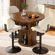 Hawsaiy Swivel Bar Stools Set of 2/4, Adjustable Height Faux Leather Bar Stools with Back, Double-Layer Upholstered Counter Height Bar Chairs for Kitchen Island