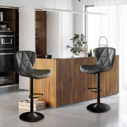 Nalupatio Modern Bar Stools Set of 2, Adjustable Faux Leather Upholstered Swivel Bar Stools, Counter Height Bar Chairs with Back for Kitchen Island, Black