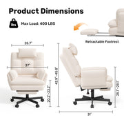 Hawsaiy Big and Tall Office Chair with Footrest, Ergonomic Executive Desk Chair with Flip-Up Arms, Reclining High Back Computer Chair with Headrest & Side Pockets