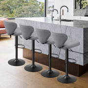 Nalupatio Bar Stools,PU Leather Adjustable Swivel Barstools Kitchen Counter Height Bar Stools, Hydraulic for Kitchen Counter Height, Square Island Backed Bar Stools,Black,Set of 2