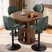 Hawsaiy Swivel Bar Stools Set of 2/4, Adjustable Height Faux Leather Bar Stools with Back, Double-Layer Upholstered Counter Height Bar Chairs for Kitchen Island